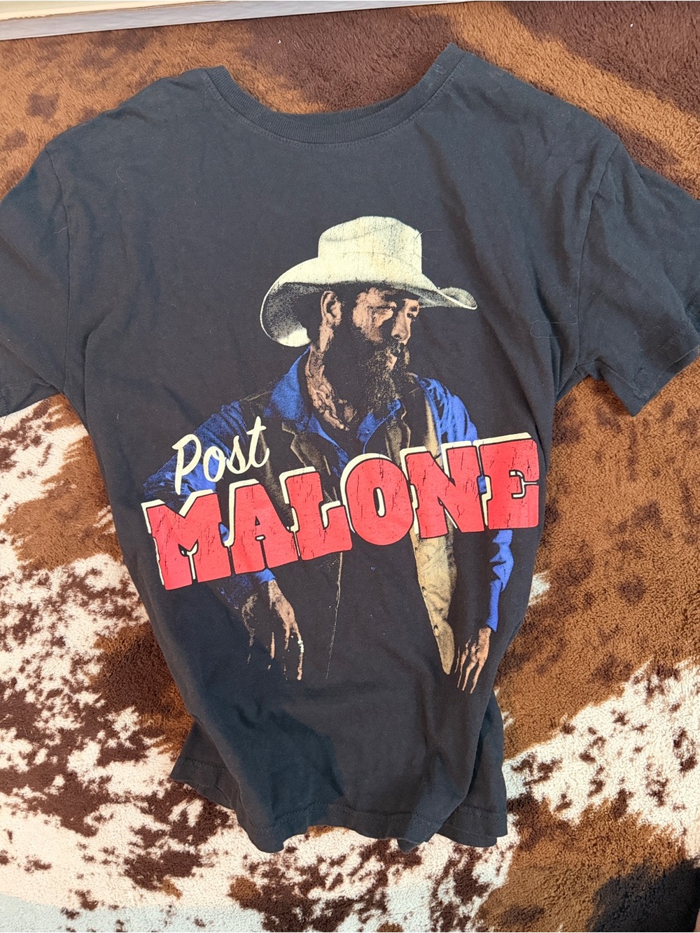 Post Malone Graphic Band Tee - Black with Red Lettering medium